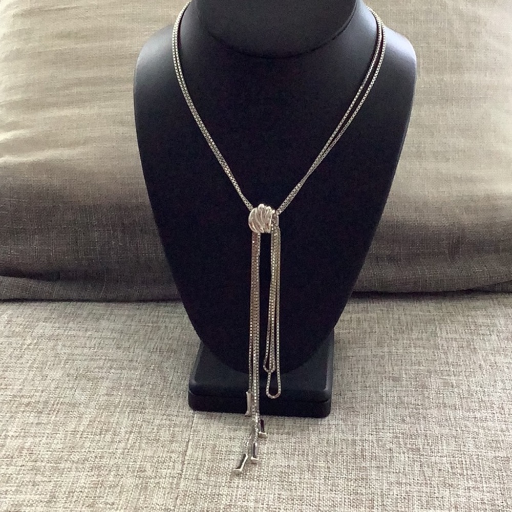 Monet Silver-Tone Knot Lariat Necklace